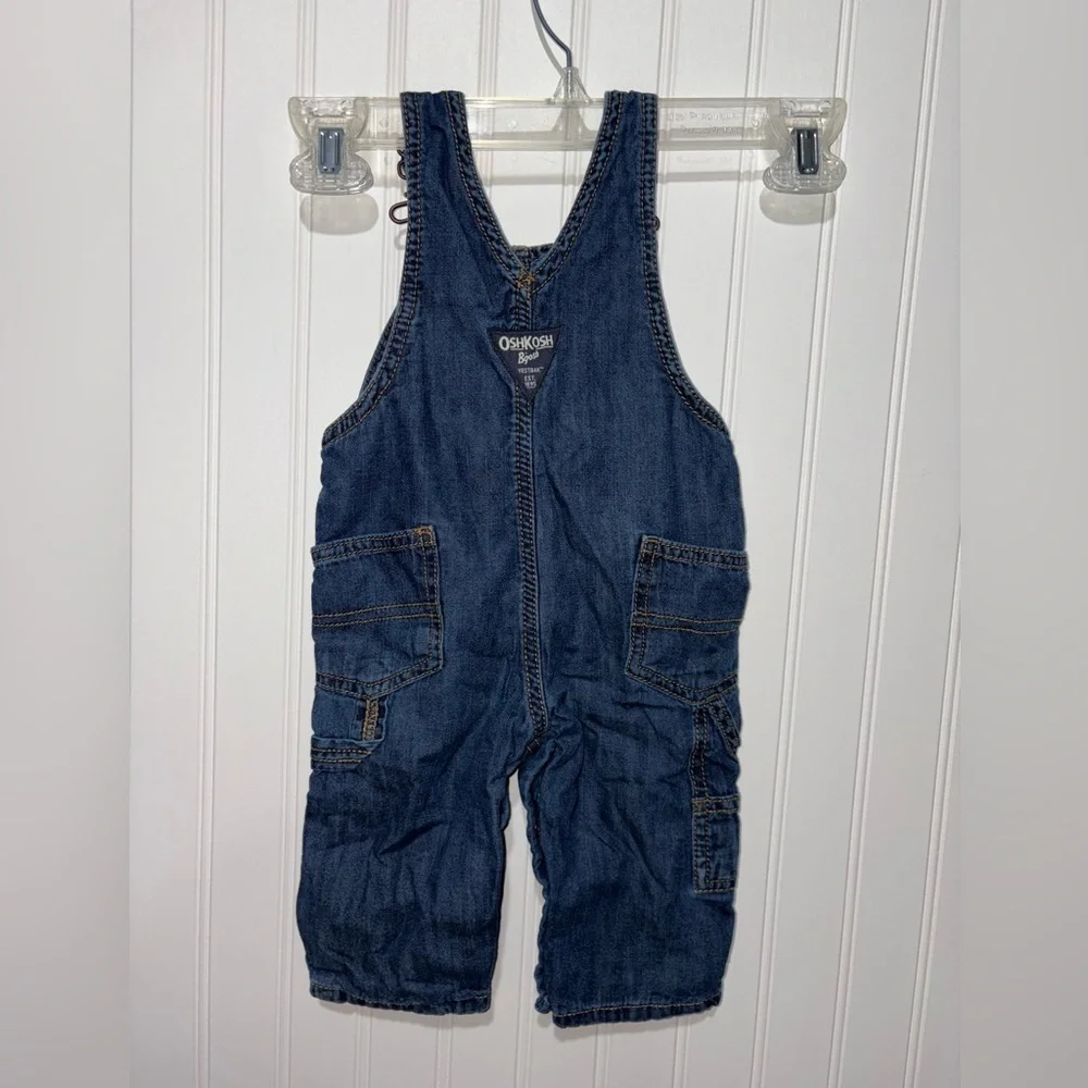 Set of 2 OshKosh B'gosh Blue Denim Kids Overalls| Size 6 Months